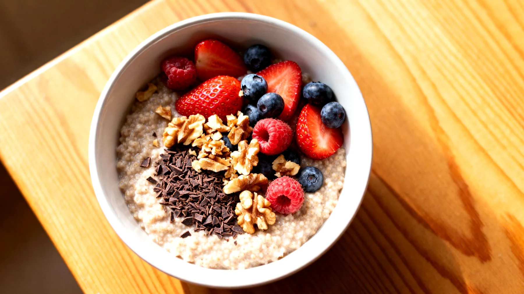 Amaranth-Beeren-Bowl mit Walnüssen und Kakao-Nibs"