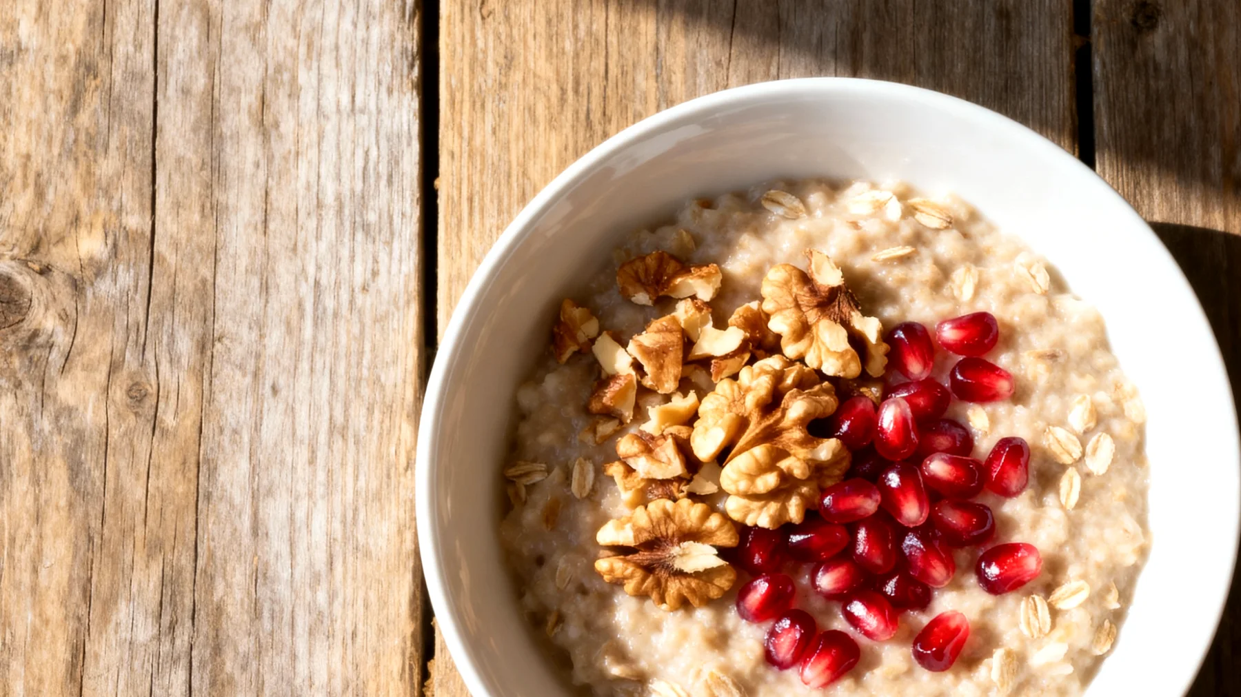 Ashwagandha-Hafer-Porridge mit Walnüssen und Granatapfelkernen"